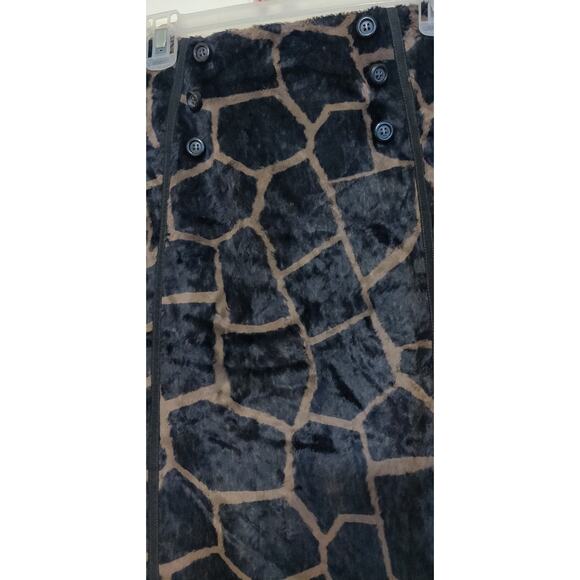 Brown & Tan Skirt Size 10 ETCETERA Above Knee Animal Giraffe Print FURRY MINI - Picture 3 of 14